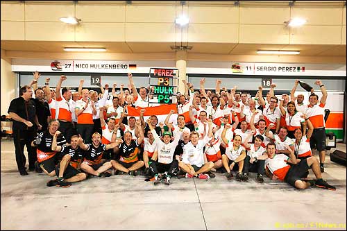 Force India отмечает третье и пятое место в Гран При Бахрейна 2014