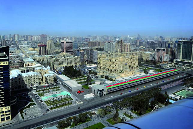 Компьютерное изображение старт-финишной прямой трассы в Баку, фото Tilke Gmbh