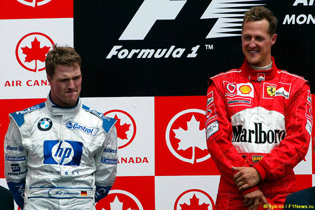 Ральф и Михаэль Шумахеры на подиуме Гран При Канады 2003 года