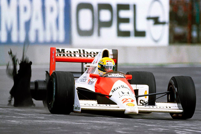 Взрыв шины на McLaren Айртона Сенны на Гран При Мексики 1990 года