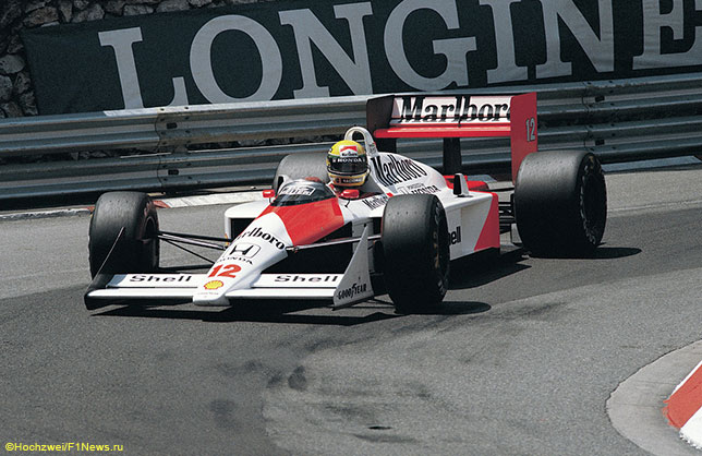 Айртон Сенна за рулём McLaren MP4/4, 1988 год