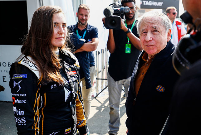 Татьяна Кальдерон и Жан Тодт, президент FIA, на тестах в Эр-Рияде