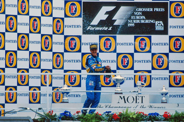 Михаэль Шумахер на подиуме Гран При Европы 1995 года