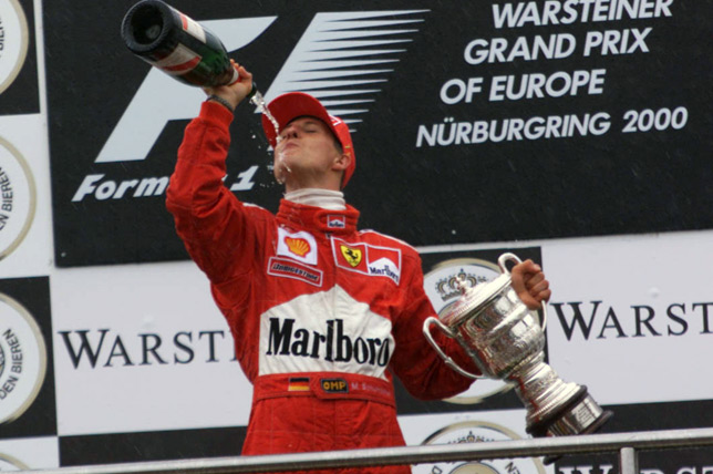 Михаэль Шумахер на подиуме Гран При Европы 2000 года
