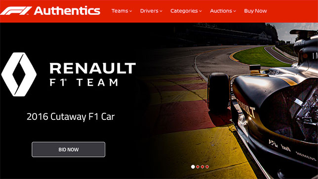 Скриншот домашней страницы сайта F1Authentics