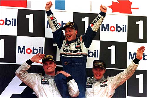Подиум Гран При Европы'97. Жак Вильнев - чемпион мира