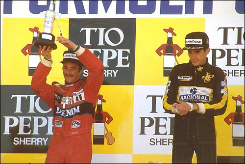 Подиум Гран При Испании'86 - Найджел Мэнселл и Айртон Сенна