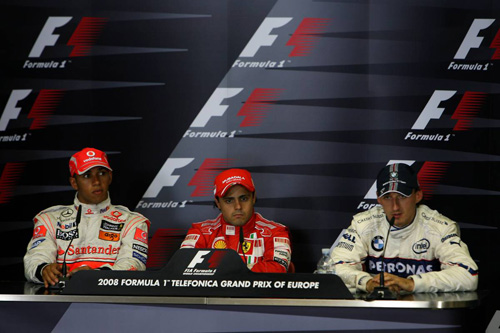 Слева направо: Льюис Хэмилтон (McLaren Mercedes), Фелипе Масса (Ferrari), Роберт Кубица (BMW Sauber)