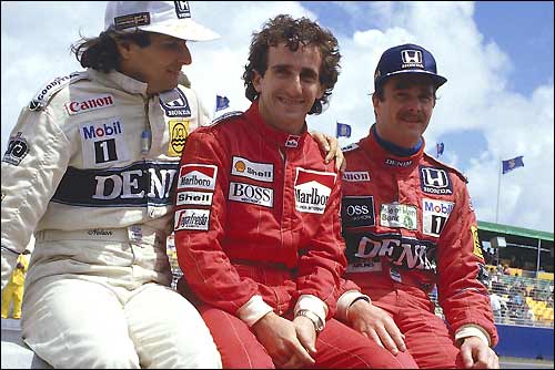 Нельсон Пике, Ален Прост и Найджел Мэнселл. Гран При Австралии'86