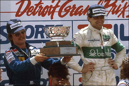 Подиум Гран При США'83: Микеле Альборето и Кейо Росберг