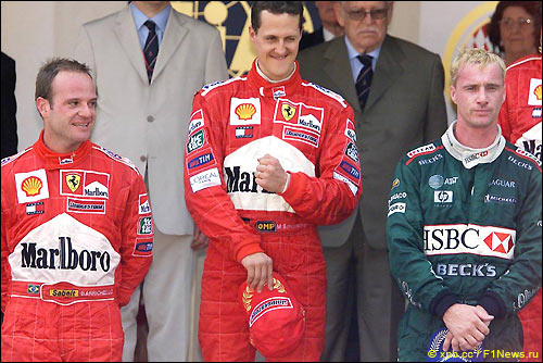 Рубенс Баррикелло, Михаэль Шумахер, Эдди Ирвайн. Гран При Монако'01