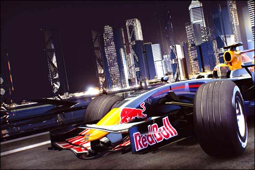 Компьютерная симуляция машин Red Bull в Сингапуре