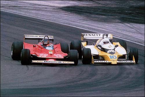 Борьба Жиля Вильнева и Рене Арну за второе место в Гран При Франции 1979 года