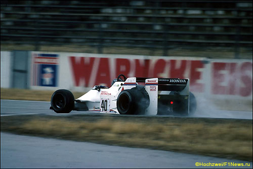 Стефан Йоханссон за рулем Spirit-Honda на трассе Гран При Германии, 1983 год