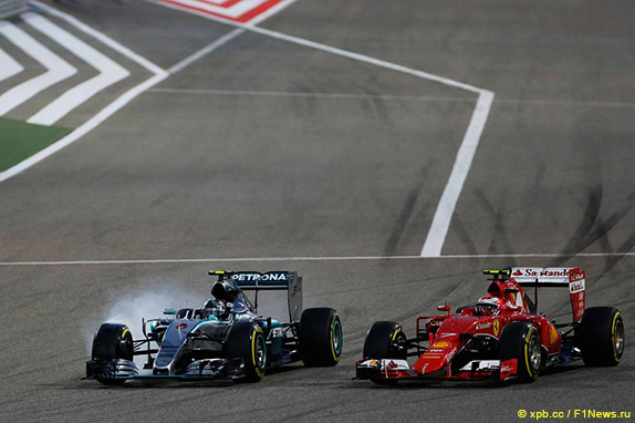 Борьба Нико Росберга и Себастьяна Феттеля на Гран При Бахрейна 2015 года