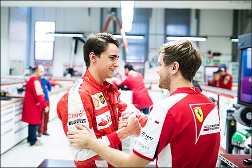Эстебан Гутьеррес и Себастьян Феттель на базе Ferrari в Маранелло