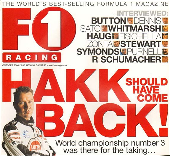 Обложка номера журнала F1 Racing за октябрь 2004 года