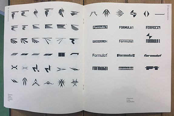 Различные варианты нового логотипа Формулы 1 в буклете Wieden+Kennedy London. Фото  Creative Review