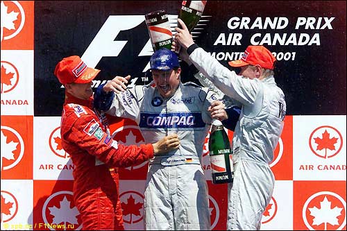 Ральф Шумахер на подиуме Гран При Канады, 2001 год