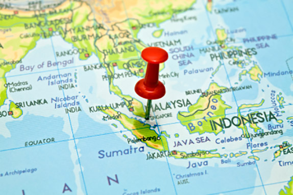 Сингапур на карте Юго-Восточной Азии