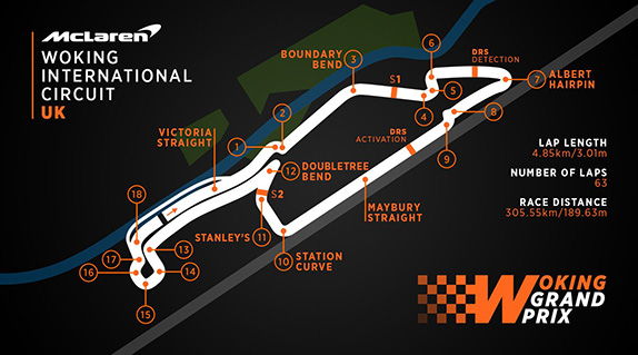 Проект трассы Гран При Уокинга, разработанный в McLaren