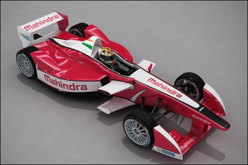 Машина Формулы E в цветах Mahindra Racing