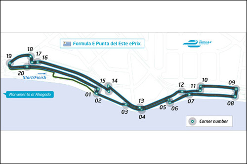 Конфигурация трассы Формулы E в Пунта-дель-Эсте