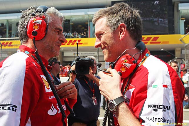 Маурицио Арривабене (слева) и Джеймс Эллисон, технический директор Ferrari