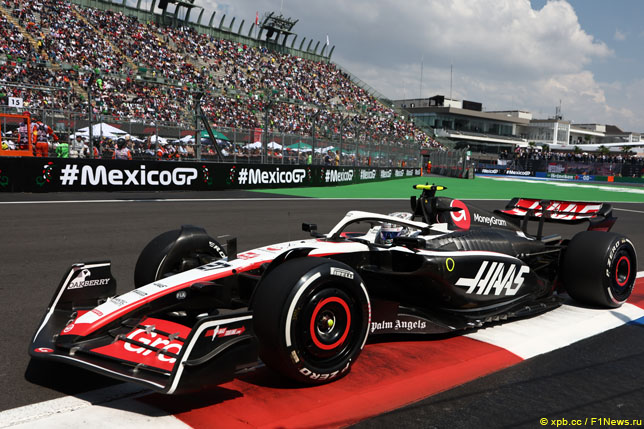 Оливер Берман за рулём Haas на этапе в Мехико, 2023 год