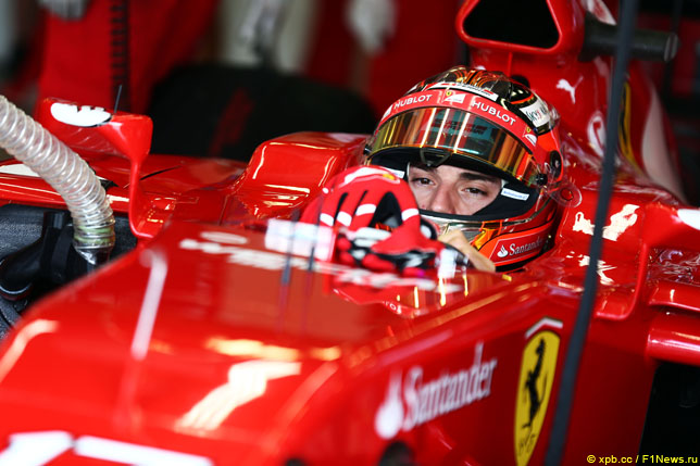 Жюль Бьянки за рулём Ferrari на тестах в Сильверстоуне, 2014 год