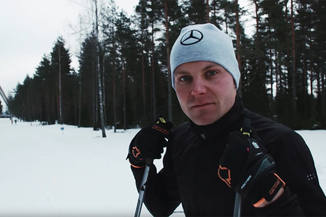 Валттери Боттас на лыжных тренировках в Финляндии