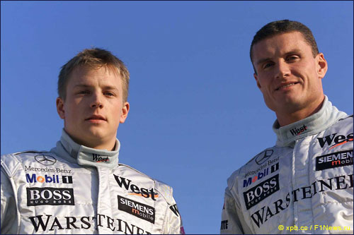 Кими и Дэвид - напарники по McLaren. 2002 год