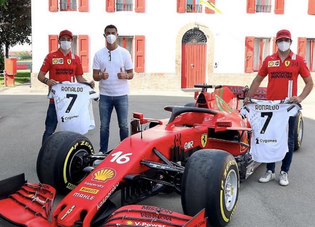 Гонщики Ferrari и Криштиану Роналду, фото пресс-службы Ferrari