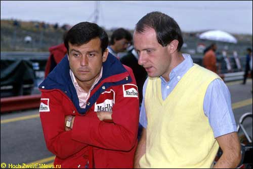 Марко Пиччинини (справа) и Патрик Тамбэ, ГП Нидерландов, 1983 год
