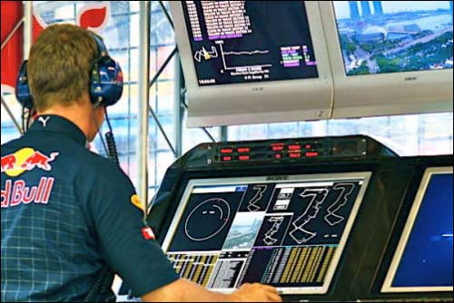 Инженер Red Bull у экрана метеослужбы