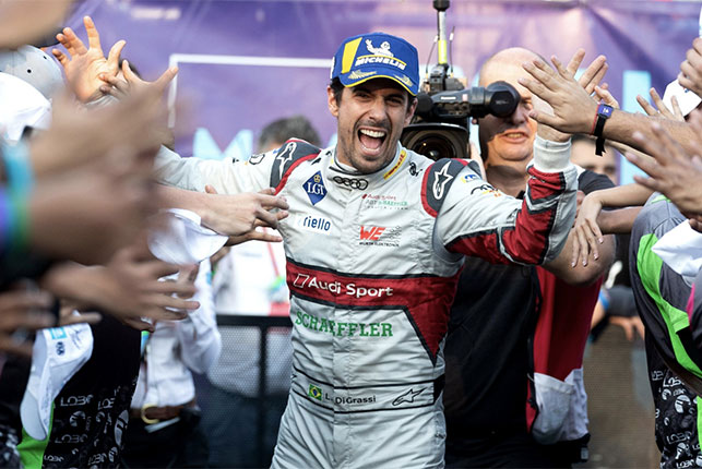 Лукас ди Грасси празднует победу в Мехико, фото пресс-службы Audi Motorsport