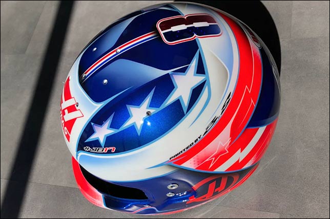 Новая раскраска шлема Грожана к Гран При США. Фото пресс-службы команды