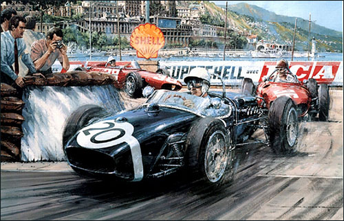 Стирлинг Мосс на пути к победе в Гран При Монако 1961 года