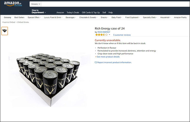 Скриншот страницы интернет-магазина Amazon
