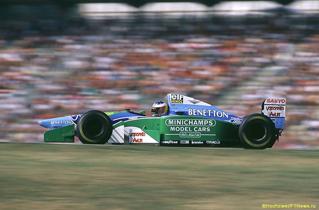 Михаэль Шумахер за рулём Benetton B194 в Хоккенхайме, 1994 год