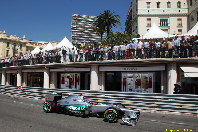 Михаэль Шумахер в квалификации Гран При Монако, 2012 год