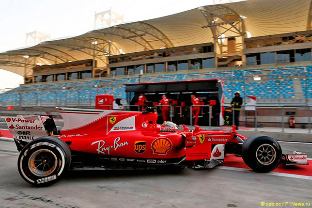 Себастьян Феттель на тестах шин Pirelli в Бахрейне