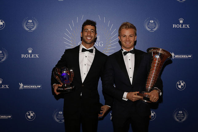 Даниэль Риккардо и Нико Росберг на гала-церемонии FIA в Вене