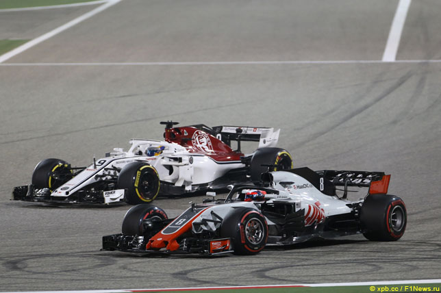 Борьба Маркуса и Эриксона и Романа Грожана на этапе в Бахрейне