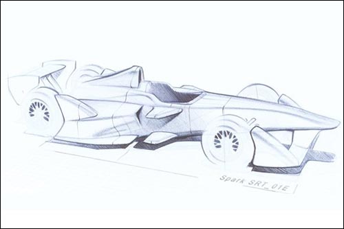 Эскиз будущей машины Формулы E. Рисунок Spark Racing Technologies