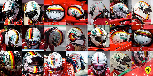 Шлемы Себастьяна Феттеля в 2018 году, фото пресс-службы Ferrari
