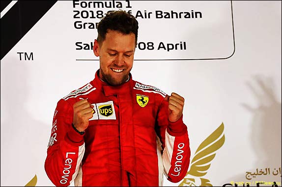 Подиум Гран При Бахрейна 2018. Себастьян Феттель