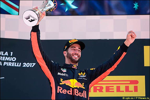 Подиум Гран При Испании 2017. Даниэль Риккардо.