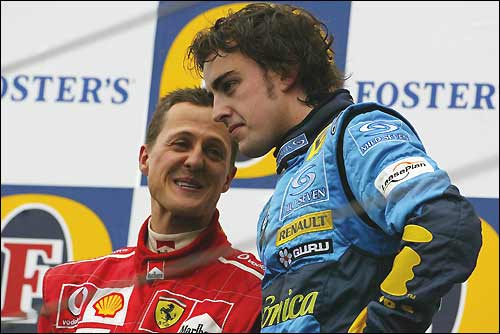Гран При Сан-Марино'05. Михаэль Шумахер и Фернандо Алонсо
