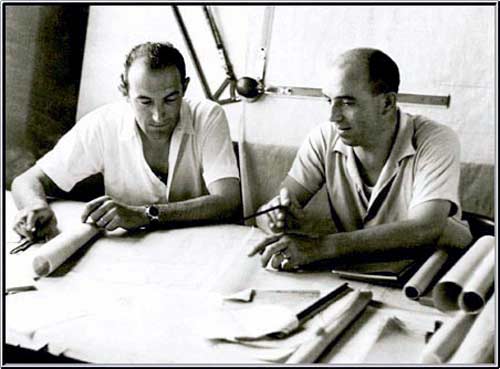 Джоакино Коломбо (справа) с конструктором Alfa Romeo Аурелио Лампреди